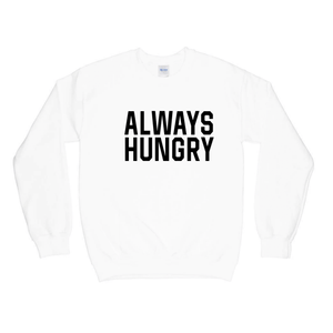 WHITE ALWAYS HUNGRY of ATHLETIC // UNISEX ADULT CREWNECK