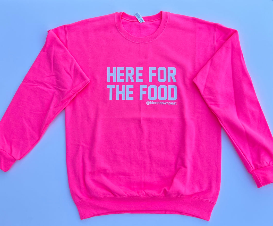 HERE FOR THE FOOD SAFETY PINK // UNISEX ADULT CREWNECK