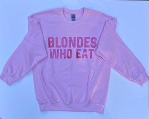 LIGHT PINK W/ HOLOGRAPHIC PINK LOGO of ATHLETIC // UNISEX ADULT CREWNECK